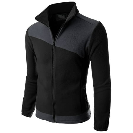 Doublju Men's Long Sleeve Colorblocked Fleece Zip-Up (Best Technical Fleece Jacket)