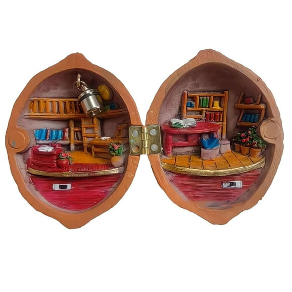 XFGOU Walnut shell toys Toys and Hobbies Walnut Doll House Handmade 3inch Miniature House Creative Handmade DIY Nut Model Toddler Dollhouse Sets For Birthday Arts & Crafts & DIY toys