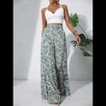 thumbnail image 3 of Pantalones Palazzo Elásticos de Pierna para Mujer, Informales, Cómodos y de Cintura Media. Color, 3 of 5