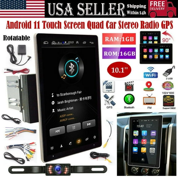 Zcargel Universal Car Stereo 10in Double Din Android 13 Audio Receiver, Built-in Wireless CarPlay & Android Auto, Bluetooth MP5 Player, FM Multimedia Radio, Mirror Link, SWC, Manual Rotating Screen