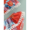 thumbnail image 6 of Toddler Girls Summer Bikini Set, Floral Print Sleeveless Crew Neck A-Line Tank Tops + Ruffle Triangle Shorts Swimsuit, 6 of 8