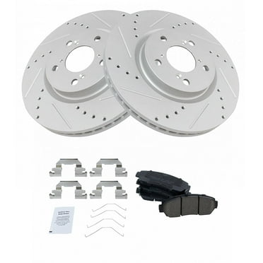TRQ Front Performance Brake Pad & Rotor Kit Brake Pads Brake Rotors Set Ceramic Premium G-Coated Fits Select 2011-2014 Honda Odyssey