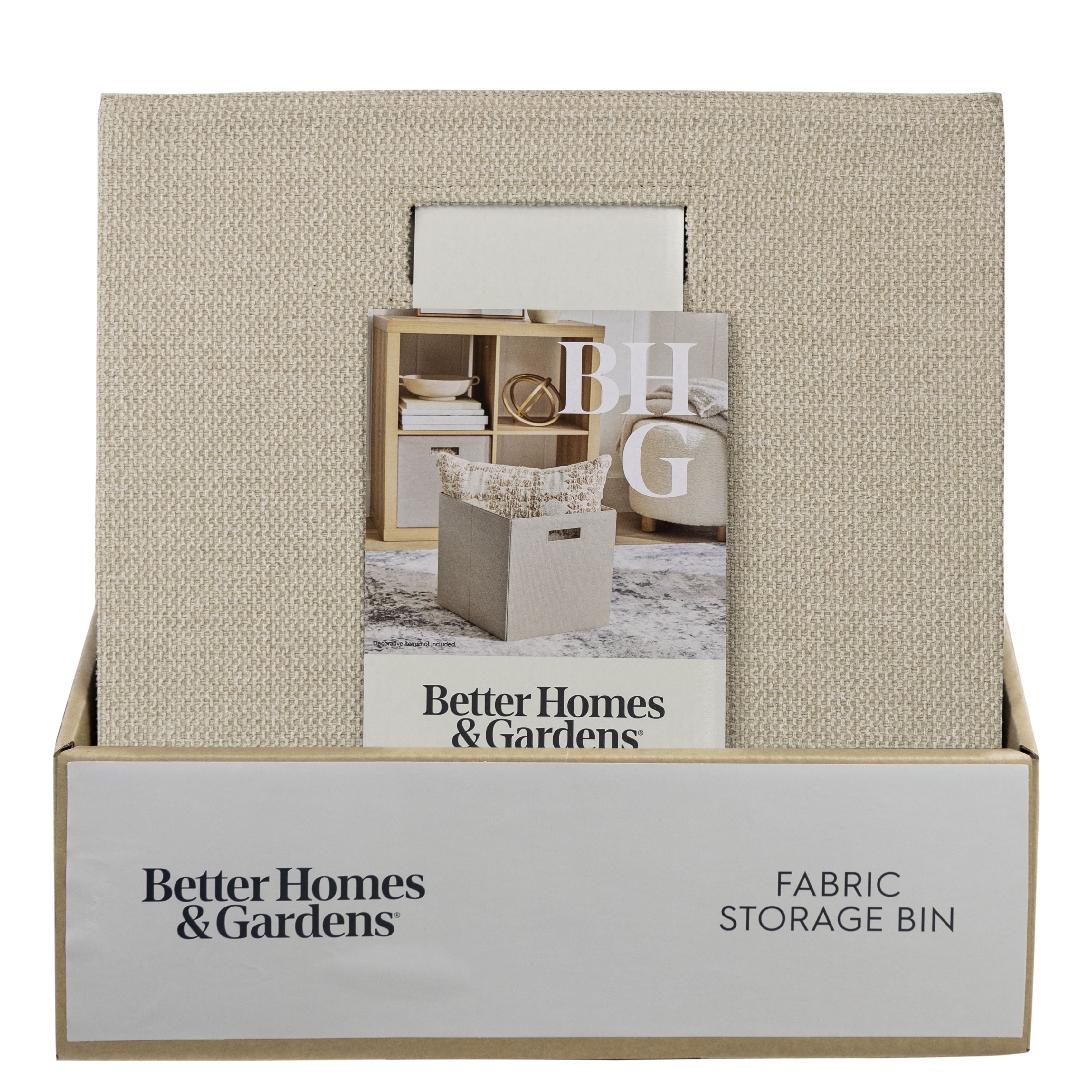 Better Homes & Gardens Collapsible Fabric Cube Storage Bin, Toasted Almond Textured