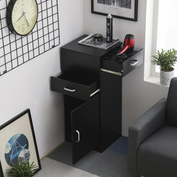 Zimtown Beauty Salon with Shelf Drawers Black