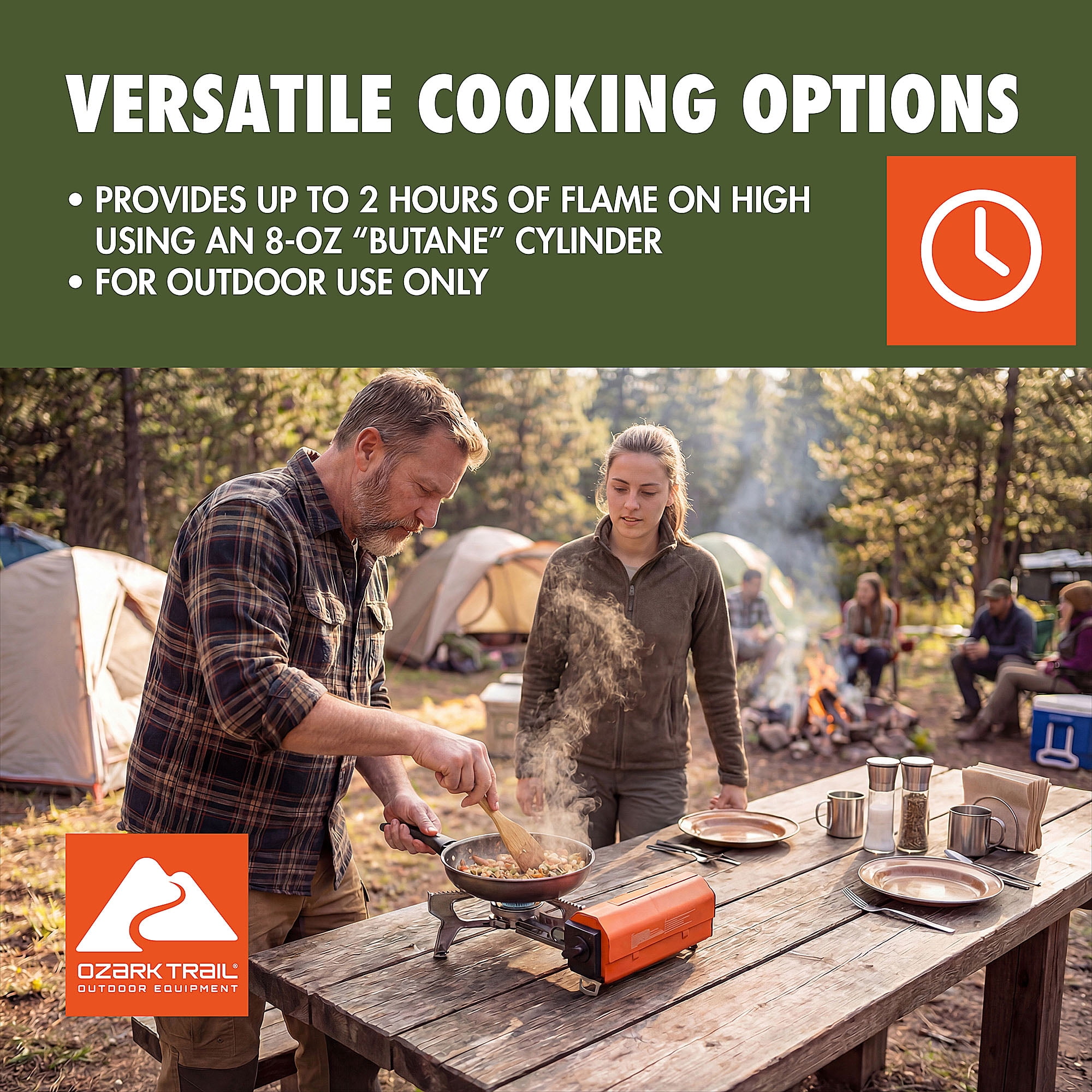 Ozark Trail 1-Burner Folding Butane Stove, 5300 BTU, Orange