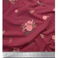 thumbnail image 1 of Soimoi Orange polyester Crepe Fabric Leaves & Pink Floral Print Fabric by The Yard 52 Inch Wide, 1 of 1