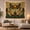 Egyptian Barque, variant on Egyptian Nighttime Left with Kneeling Female Figure, Serene Japanese Inspired for Japanese Art Lovers, Wall Decor, Mother'S Day Gift, Tapestry Wall Hanging for Dorm and Living Room