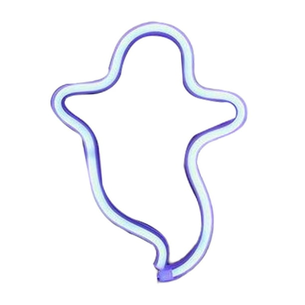 Letrero de neón con forma, ideal para fiestas, como luces nocturnas o letreros decorativos de Halloween. Azul fantasma