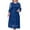 Blue Dress for Women, variant on Ladies' Evening Dress Heavy Industry Lace Embroidered Sequin Pattern Dress Seven Sleeve Round Neck Dress (Blue,L(0XL))
