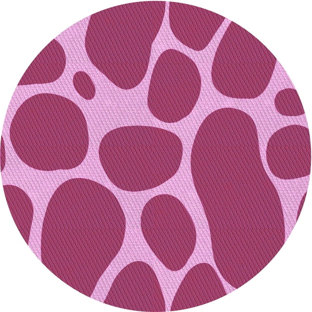 Ahgly Tapis Rond Lavable en Machine Intérieur Transitionnel Rouge Framboise, 7 Pieds Rond