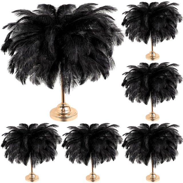 Plumas de avestruz Berlune, 150 unidades, naturales, 30 — 35 cm, color negro