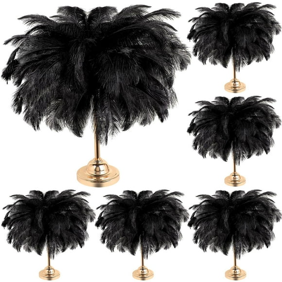 Plumas de avestruz Berlune, 150 unidades, naturales, 30 — 35 cm, color negro
