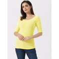 thumbnail image 3 of DARING DIVA Women's Slim Fit Pullover Boat Neck Stretchable T-Shirt S Light Yellow, 3 of 6