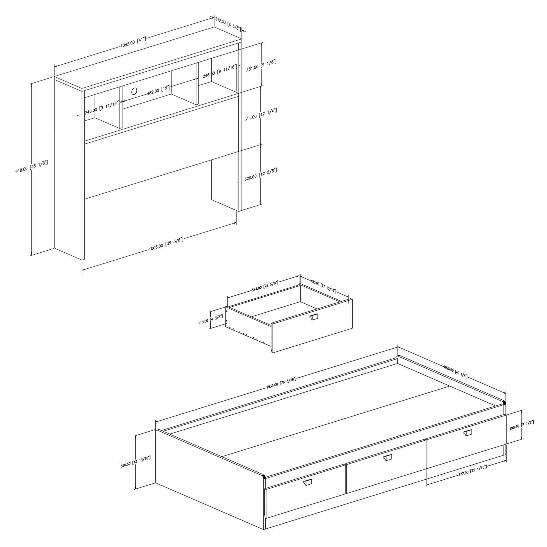 South Shore Spark, Contemporary Bed, Twin White