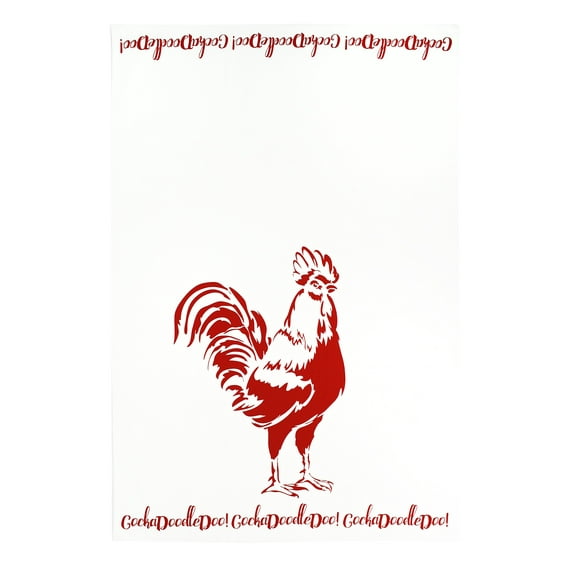 MUkitchen 100% Cotton Oversized Designer Kitchen Towel, Red Rooster - 20 x 30 inches