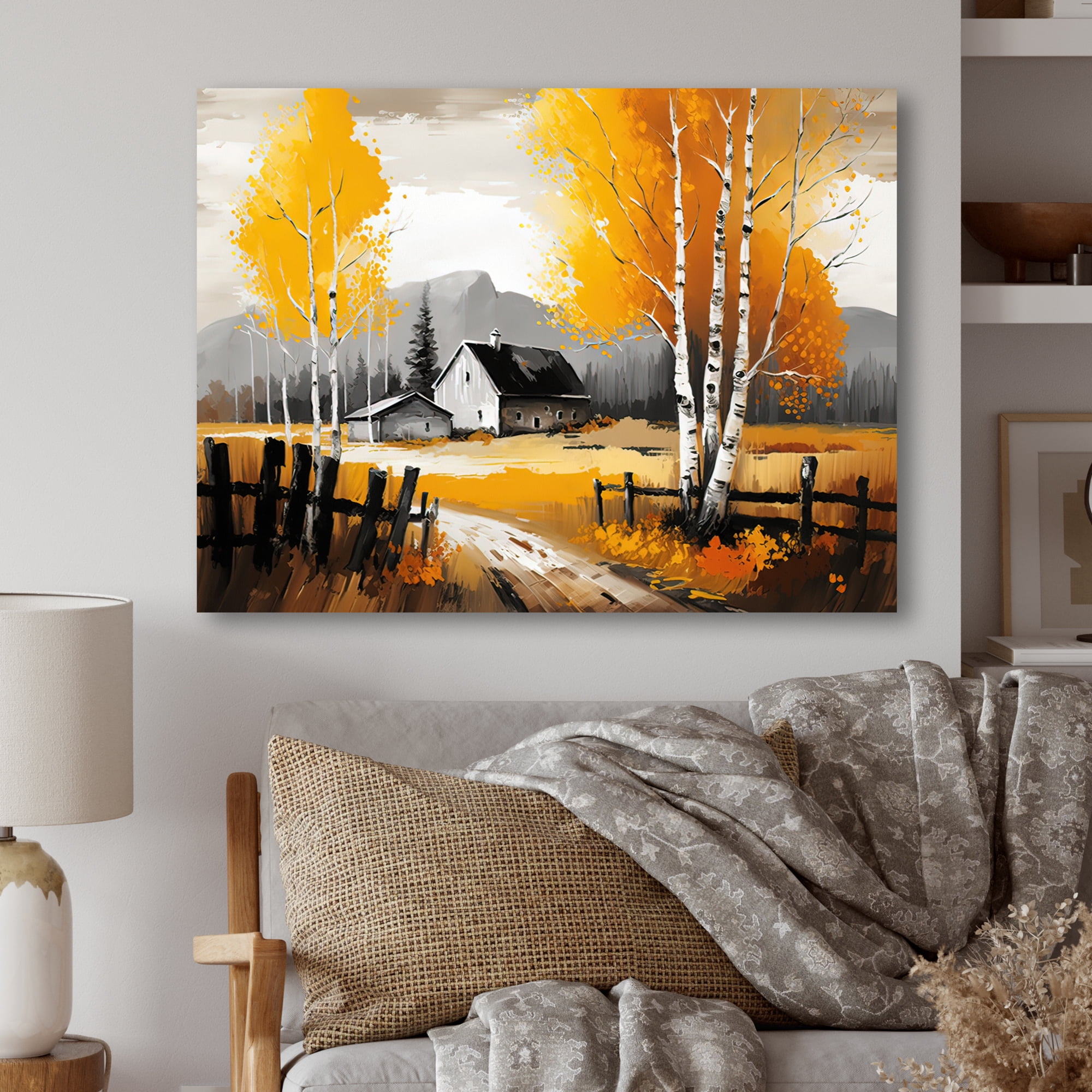 Designart Small Cottage In Autumn I Canvas Wall Art