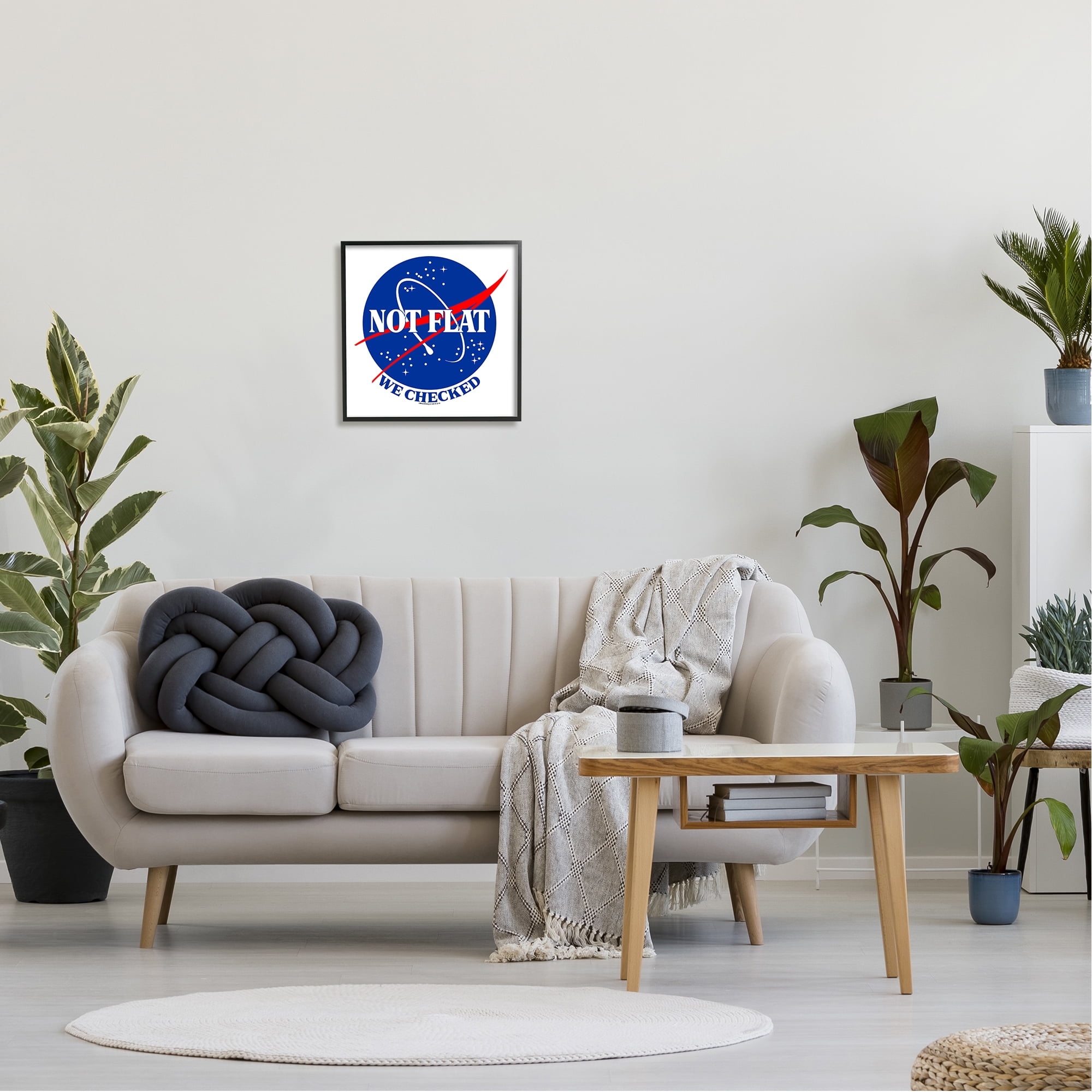 Stupell Industries Not Flat Earth Phrase Typography Painting Black Framed Art Print Wall Art, 17 x 17