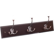 BirdRock Home Tri Hook Coat Rack - 3 Hooks - Wall Mount Hat Rack - Brown Finish - Bronze Hooks