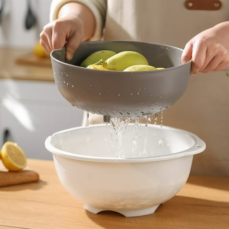 

New for 2024 Kitchen Utensils & Gadgets Clearance Multi Functional Basket New Fruit Cleaning Bowl with Strainer Container Kitchen Sink Food Catcher Drainer Fruit Rinser Vegetable Washing Filter Bowl