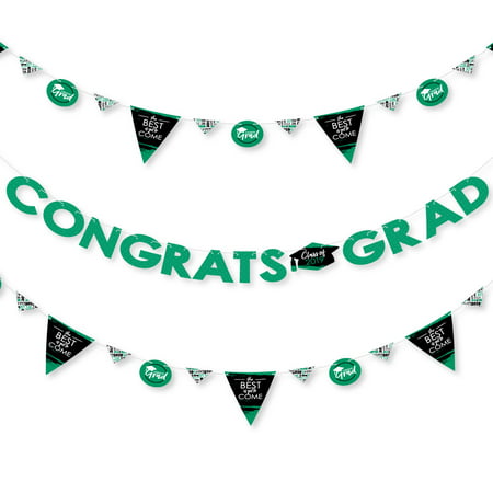 Green Grad - Best is Yet to Come - 2019 Green Graduation Party Letter Banner Decoration - 36 Banner Cutouts and