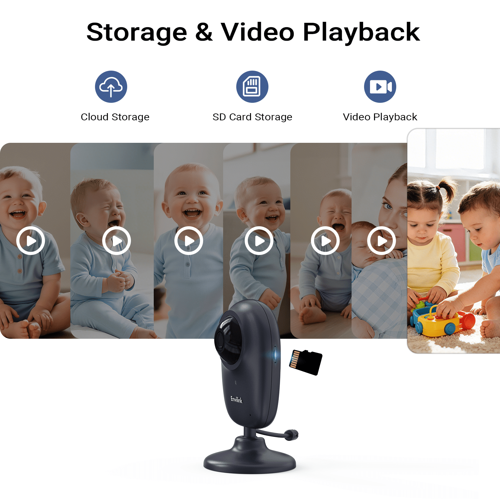 Envilink Smart Video Baby Monitor, 1080P Camera, Cry and Face Cover Detection, 1500ft Long Range