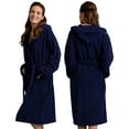 thumbnail image 2 of Canadian Linen Terry Cloth Bathrobes Towel 100% Cotton for Women Adult Hooded Shower Bath Soft Plush Hotel Spa Massage Salon Resorts, Large, Navy Blue, 2 of 6