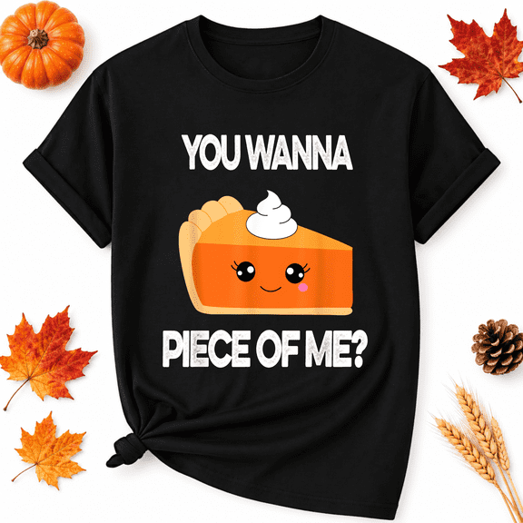 KeHetSoft Thanksgiving Pumpkin Pie Slice Joke Cotton Graphic Unisex T-Shirt