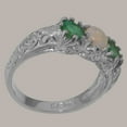 thumbnail image 3 of LBG British Made 925 Sterling Silver Natural Opal & Emerald Womens Promise Ring - 33 size options - Size 7, 3 of 7