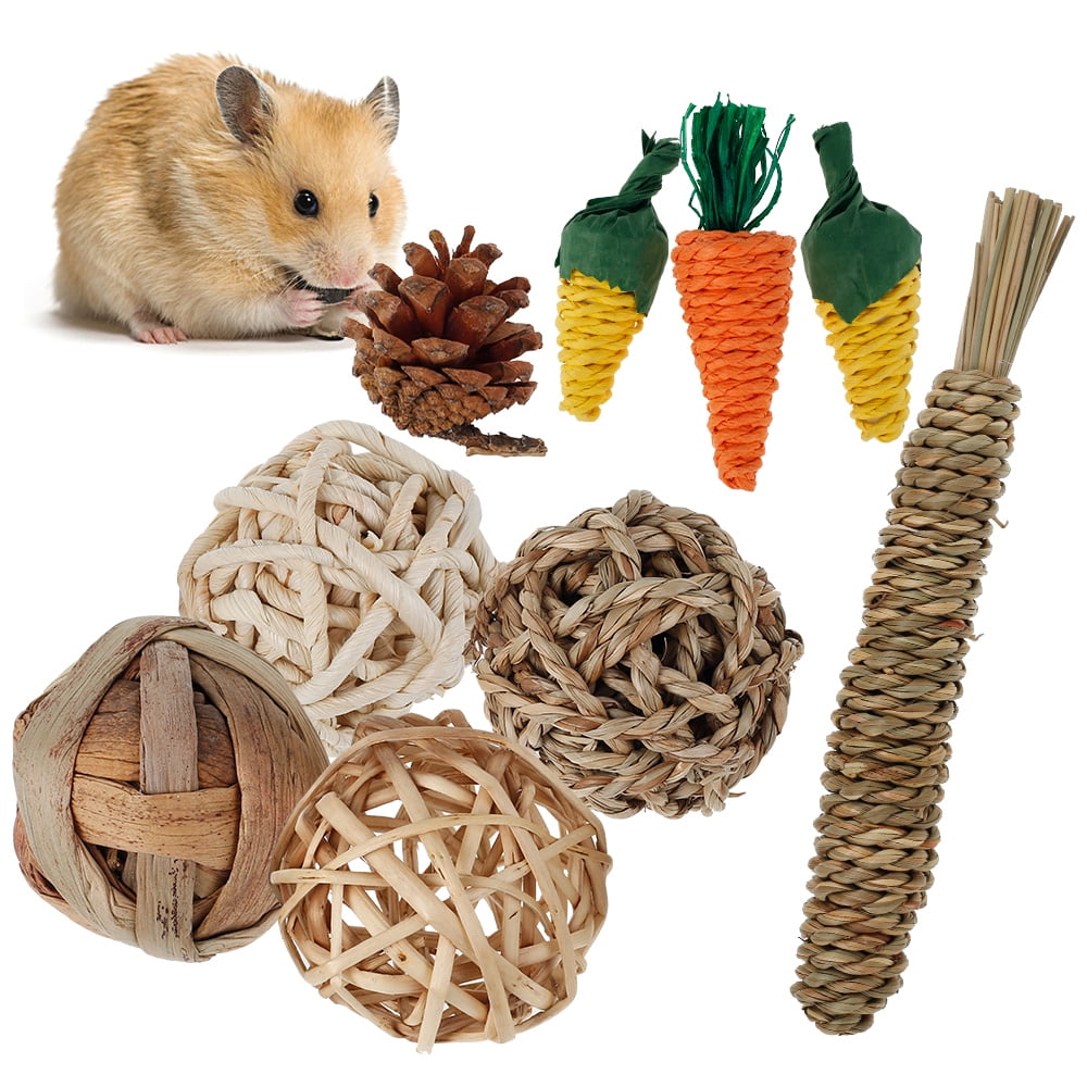 4x Pet Wood Pine Cone Teeth Grinding Chew Toys For Rabbit Hamster Guinea Pig Rat 