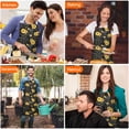 thumbnail image 4 of Black Sunflower Word Pattern Apron-Garden Aprons for Women with Pockets-Cotton Linen Waterproof Kitchen Cooking Gardening Aprons Adjustable for Kitchen,Cooking,BBQ and Salon 33x27 Inch, 4 of 7