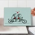thumbnail image 2 of Bicycle Cutting Board, Love Couple Cycling Together Soul Mates Valentines Sketchy Print, Decorative Tempered Glass Cutting and Serving Board, Small Size, Black White Scarlet, by Ambesonne, 2 of 5