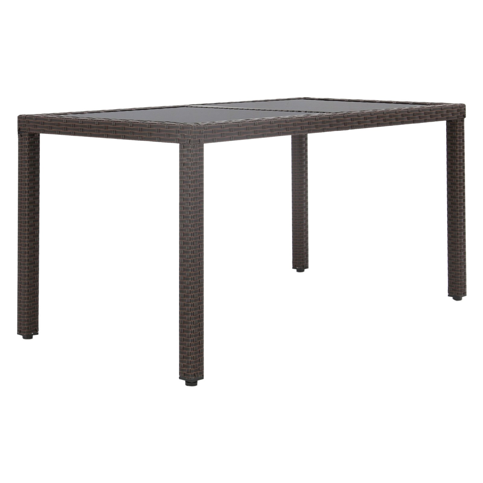 Baner Garden  Outdoor Patio Resin Wicker Steel Rectangle Dining Table Furniture, Chocolate - 57.1 x 30.3 x 28.5 in. - image 2 of 5