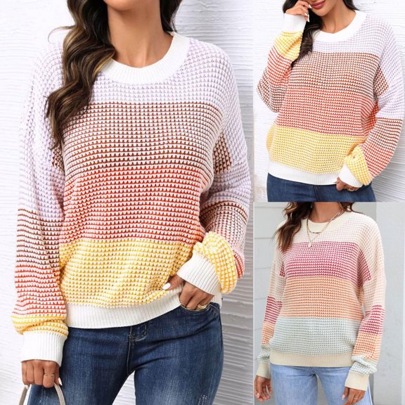 Lovskoo Sweaters for Women Trendy Comfortable Casual Pullover Long Sleeve Blouse Sweater Beige