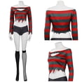 thumbnail image 1 of Disfraz de Freddy Krueger para mujer, disfraz de película de terror callejero de pesadilla, ropa de juego de rol para fiesta de Halloween y adulto, 1 of 5