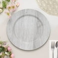 thumbnail image 6 of Efavormart 6 Pack | 13" Gray Boho Chic Faux Wood Plastic Charger Plates, Round Rustic Wedding Party Service Plates, 6 of 11