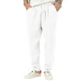 thumbnail image 1 of Innerwin Trousers Drawstring Men Bottoms Holiday High Waist Lightweight Summer Pants White S, 1 of 4