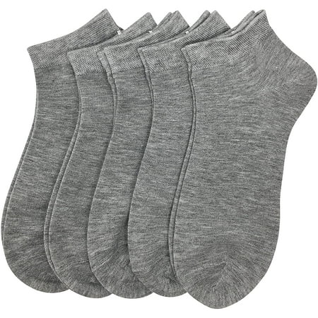 

SERISIMPLE Women Bamboo Ankle Socks Thin Soft Low-Cut Lightweight Breathable Sock 5 Pairs (Grey Large)