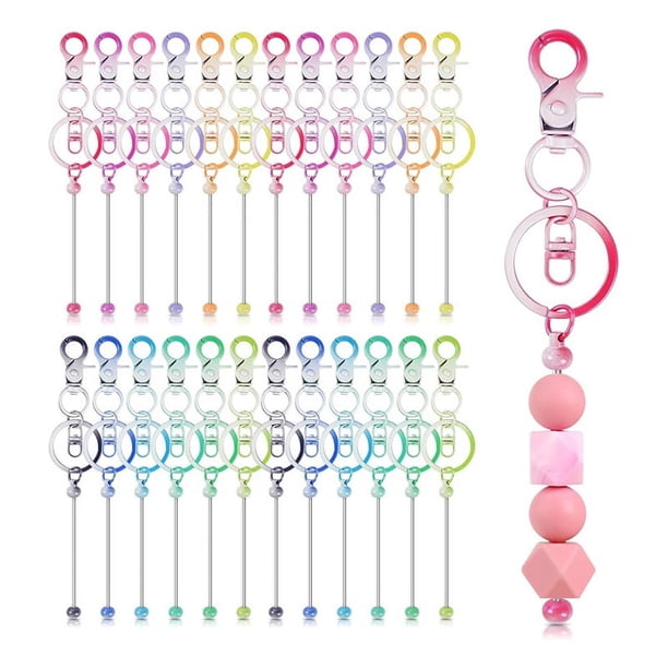 24 Llaveros de Cuentas, Kit para Hacer Llaveros de Cuentas en para Hacer Tú Mismo, para Colgantes, Regalos Hechos A Mano Como Se Muestra