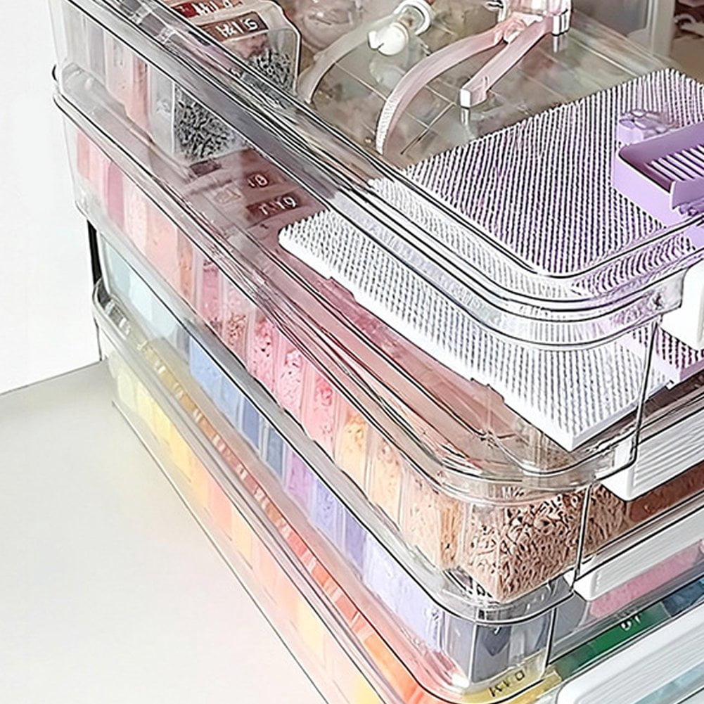 Hzzsbu 60 Slots Transparent Diamond Bead Storage Organizer Box