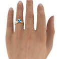thumbnail image 2 of 14K Yellow Gold 4.20 ctw Blue Topaz Ring with Diamonds Bridge Channel set Princess, 2 of 7
