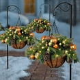 2pcs Hanging Baskets XMas PreLit Artificial Christmas Hanging Basket