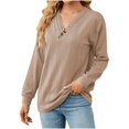 thumbnail image 5 of HKEJIAOI Femmes Tuniques Col Rond Solide Mi-Poids Long Sleeve Chemise, 5 of 5