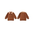 thumbnail image 2 of RUINIXCW Toddler Boy Thanksgiving Pullover Sweatshirt Quarter Zipper Lapel Neck Long Sleeve Croissant/Turkey Embroidery Tops, 2 of 9