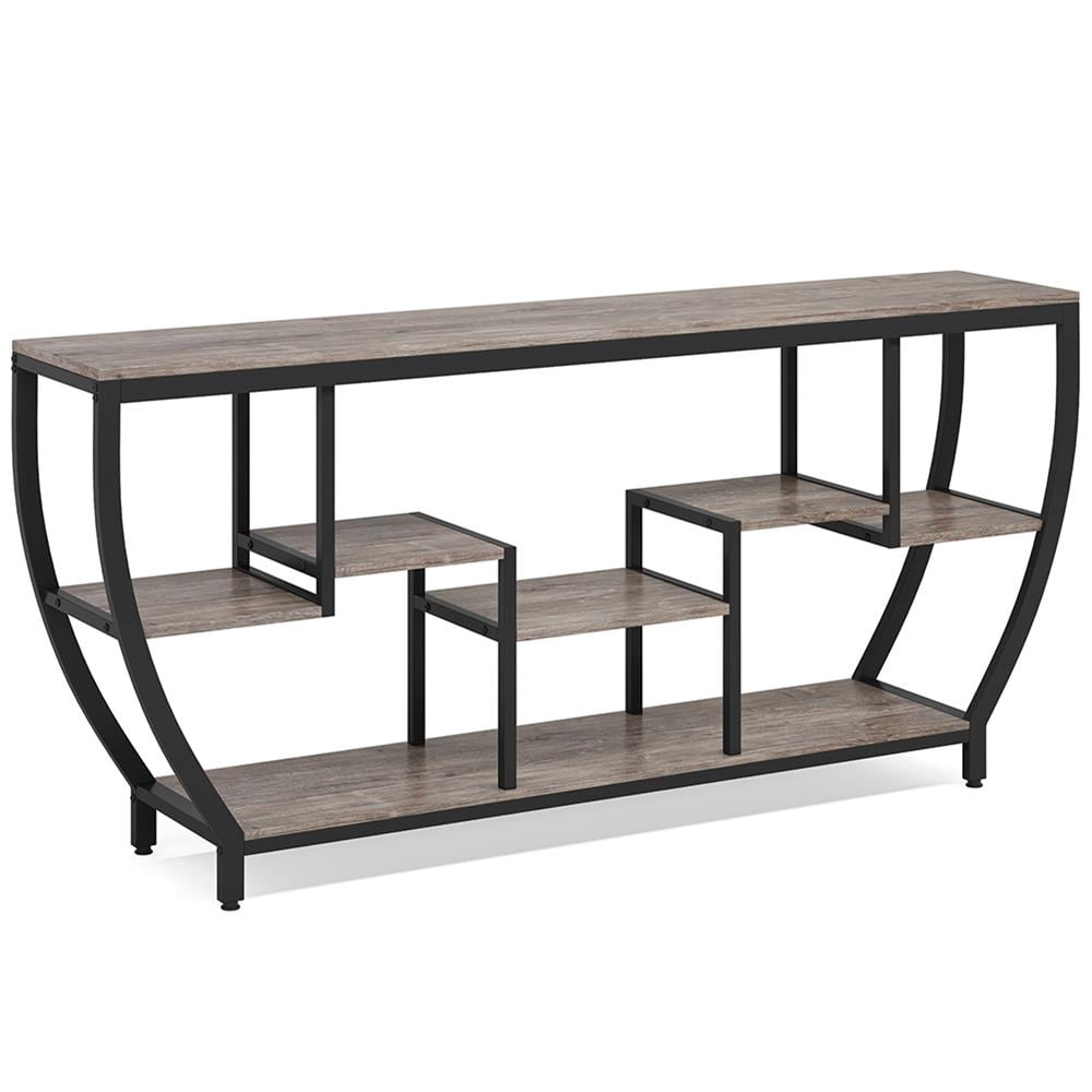 Topcobe Industrial Console Table, 70.9" Entryway Sofa Table with Shelves, Modern Furniture for Indoor, Gray
