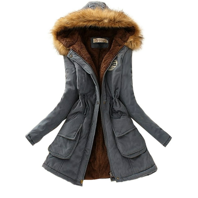UKAP Manteau pour Dames Parka à Cordon Veste Décontractée Neige Bleu Denim S