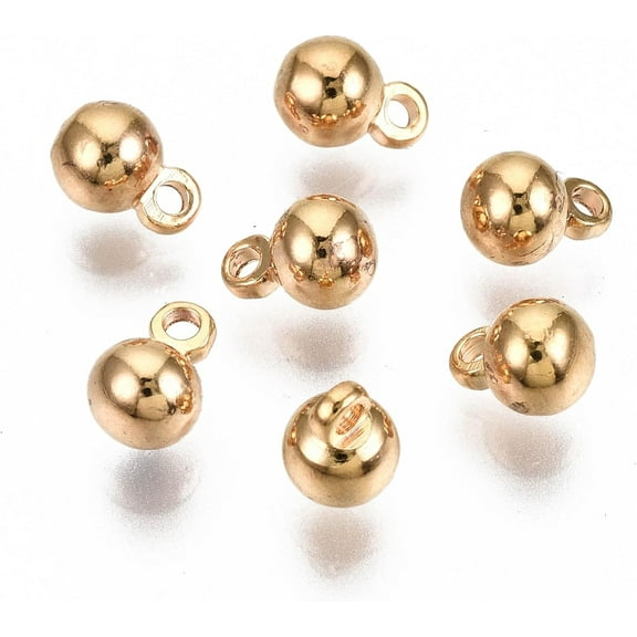 10 pc Long-Lasting Plated Brass Charms Nickel Free Round Real 18K golden Plated 5.5x4mm Hole: 2mm