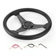 thumbnail image 2 of Drifting Steering Wheel, Wear Resistant 14in Steering Wheel Round Aluminum Alloy PU Comfortable  For Auto Modification Black, 2 of 8