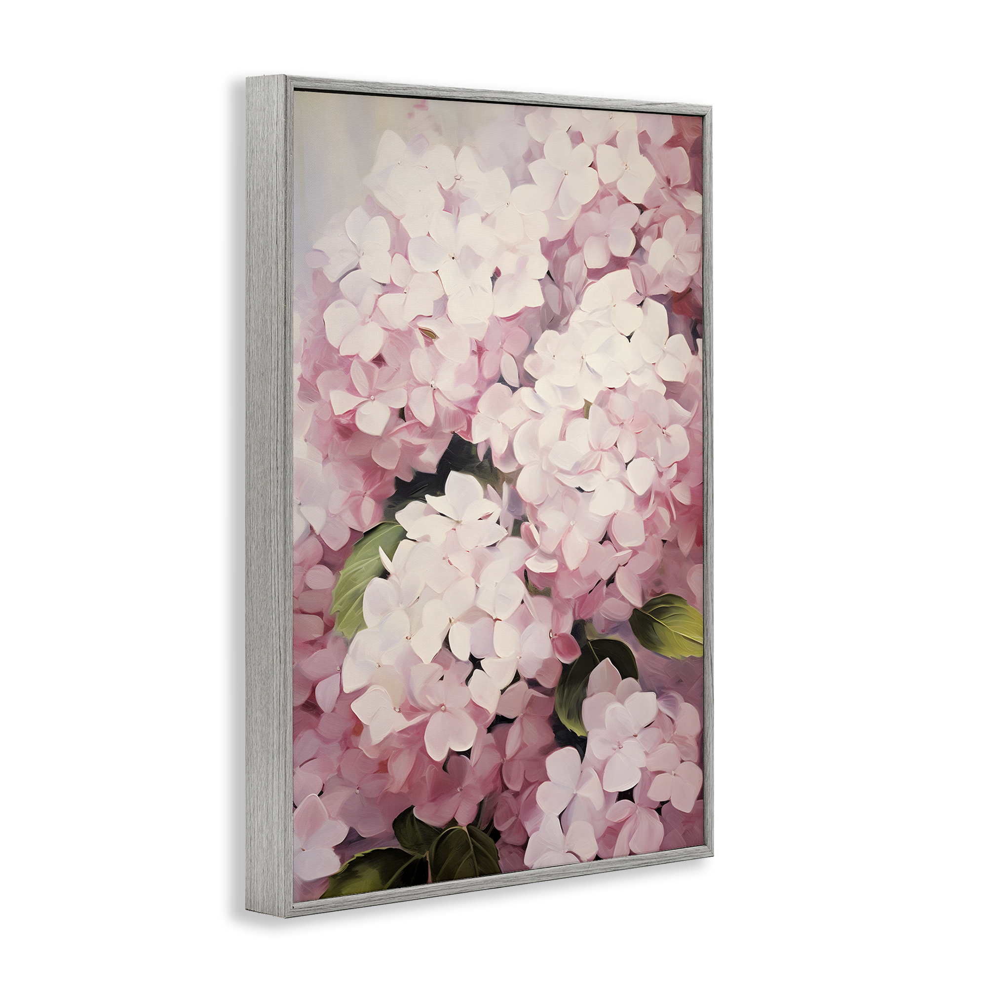 Stupell Industries Blush Pink Hydrangeas Botanical & Floral Painting Gray Framed Art Print Wall Art, 12 x 18