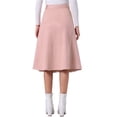 thumbnail image 3 of INSPIRE CHIC Women's Casual Stretchy Faux Suede Pockets A-Line Midi Skirt with Belt S Pink, 3 of 6