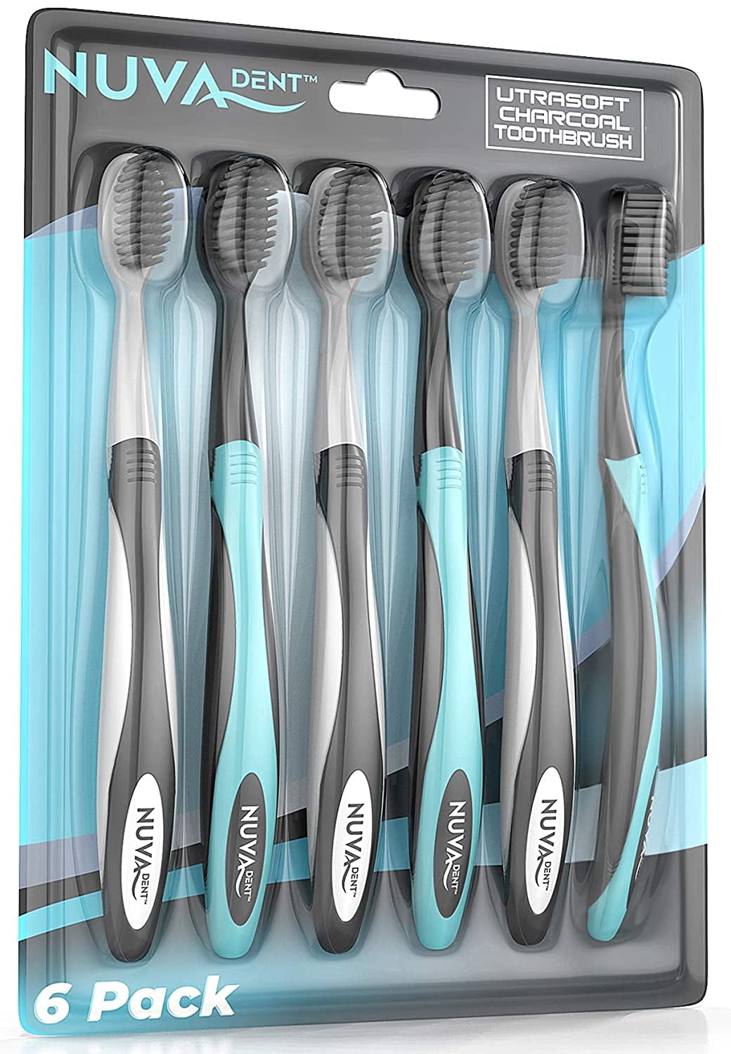 Nuva Dent Ultra Soft Charcoal Toothbrush Gentle, Slim Brush Head